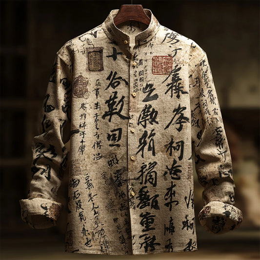 Fitzwear Japanese Calligraphy Vintage Linen Shirt