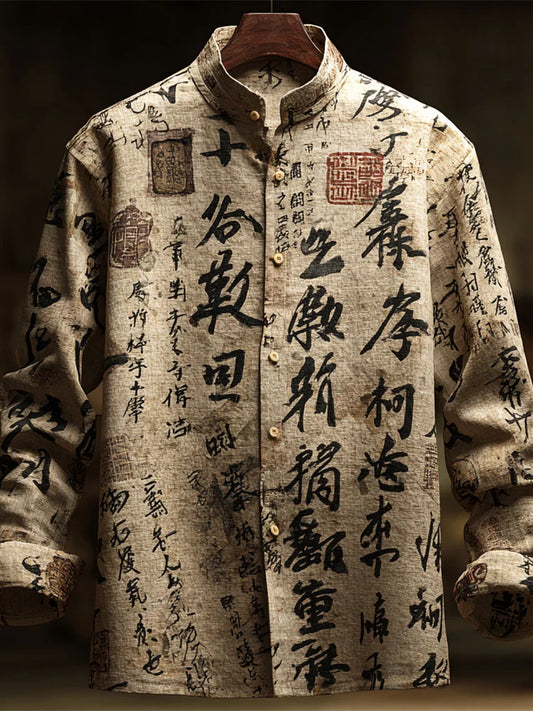 Fitzwear Japanese Calligraphy Vintage Linen Shirt